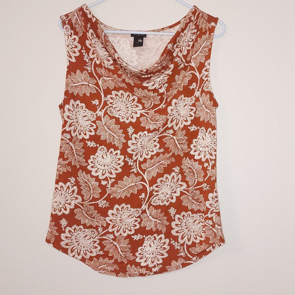 burnt red blouse with white flowers
